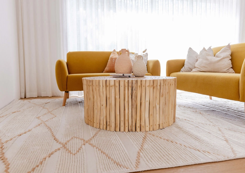 Shona Ivory and Peach Tribal PET Rug