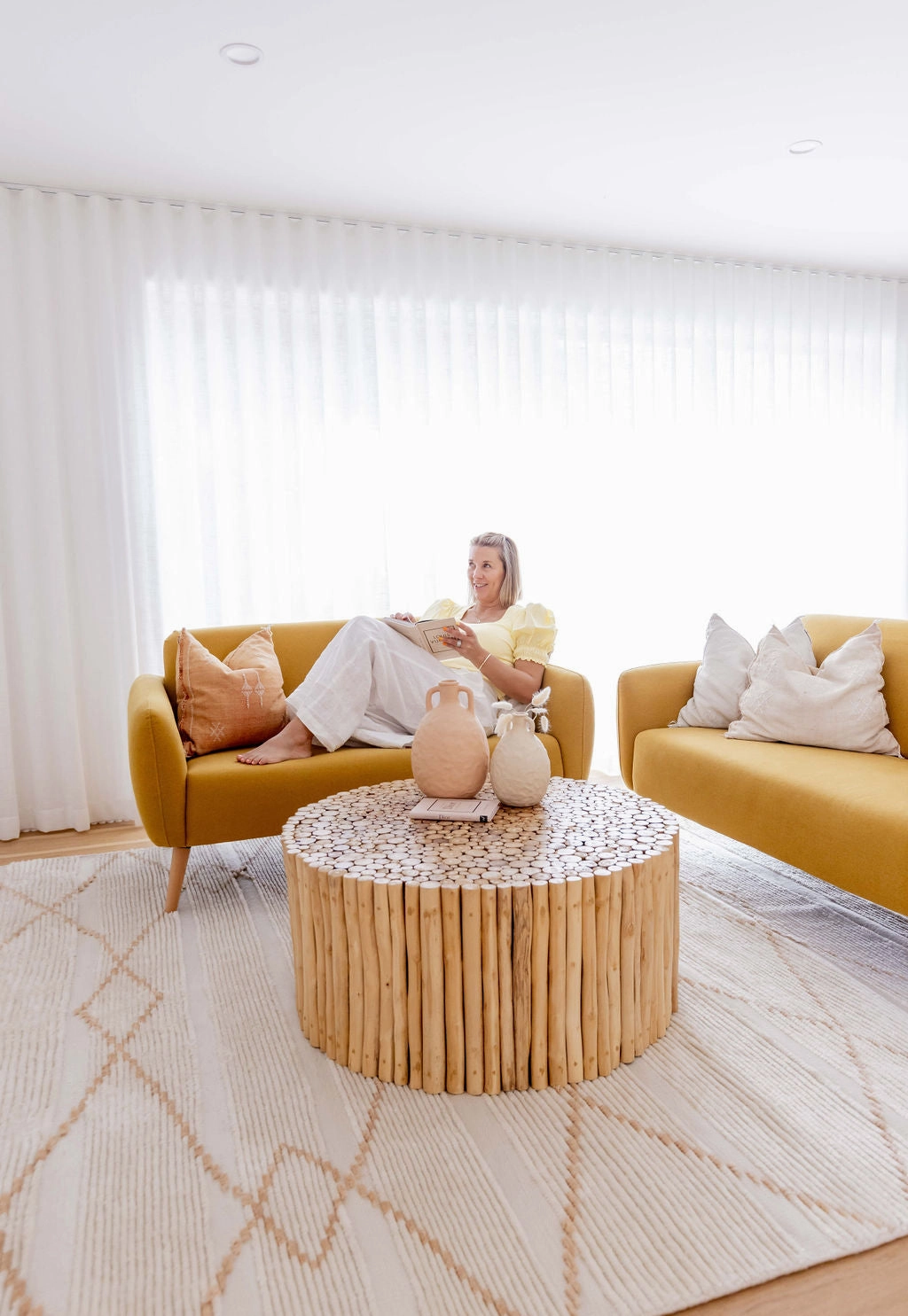 Shona Ivory and Peach Tribal PET Rug