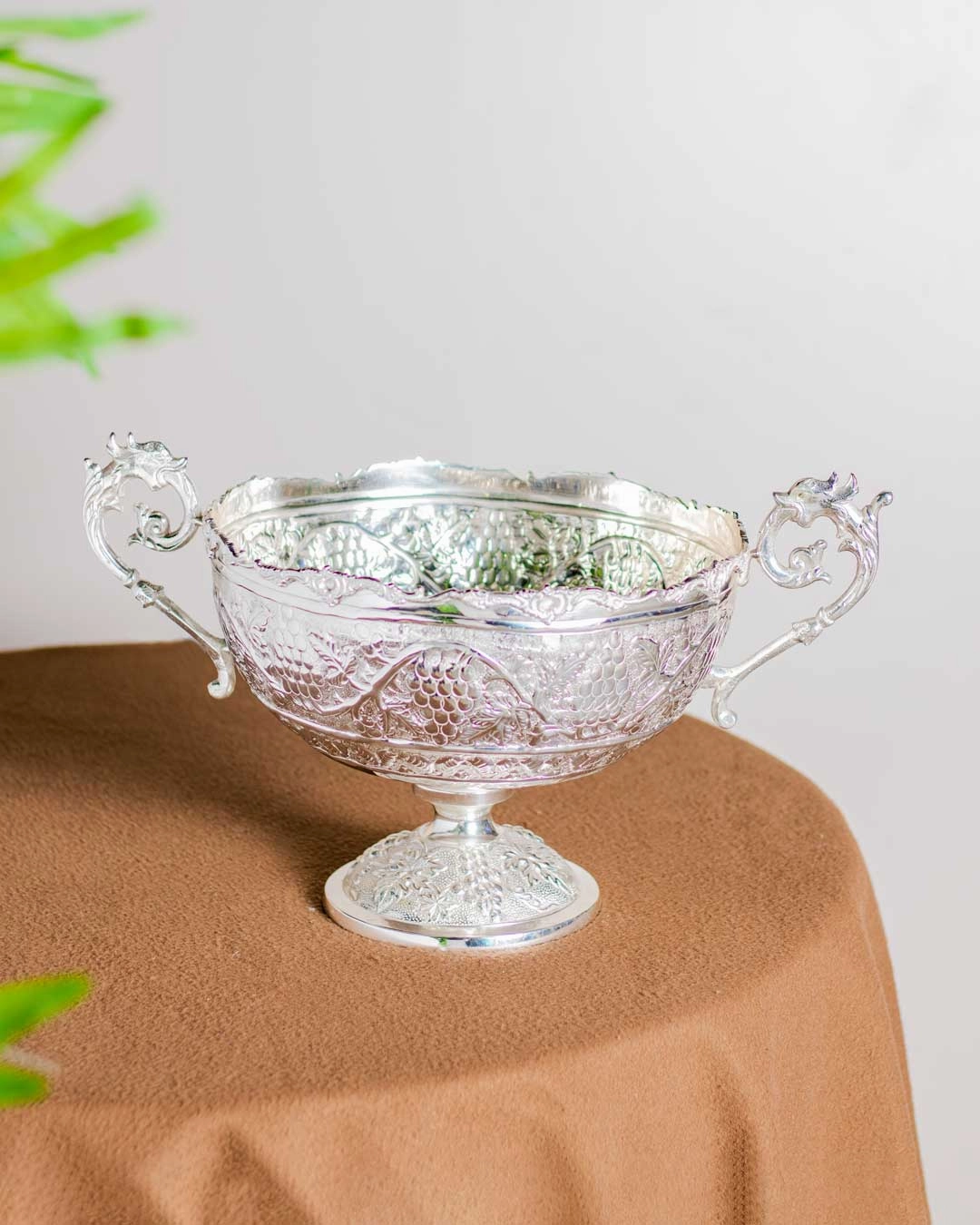 Silver Fish Embossed Brass Handi - 12"modern kitchen decor ,kitchen dinner set ,dinnerware 