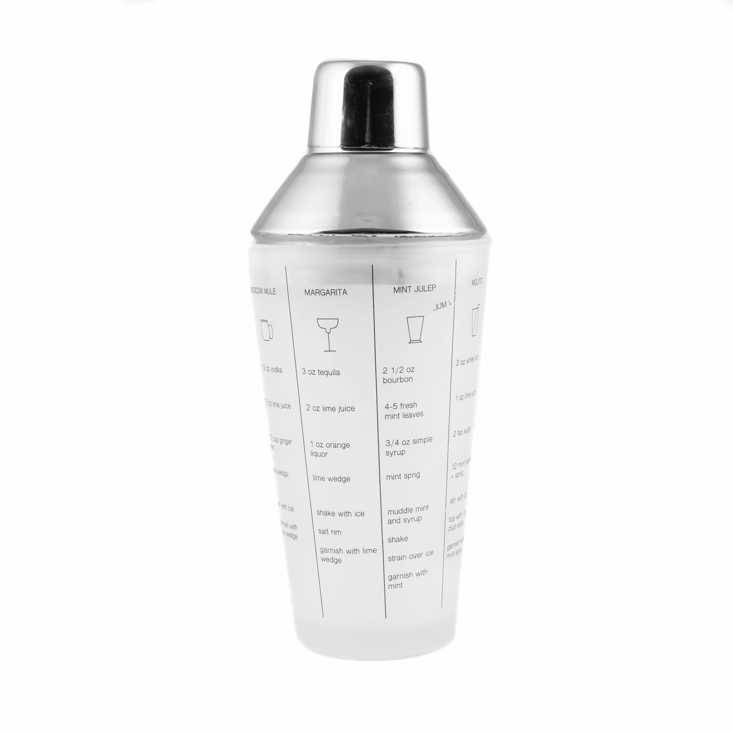 Silver Stainless Steel Glass Recipe Shakerglass cups ,personalized mugs 
