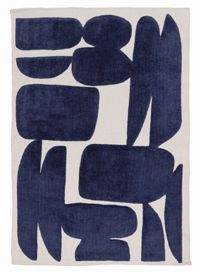 Simora Blue Abstract Washable Wool Rugmodern color block patchwork rug