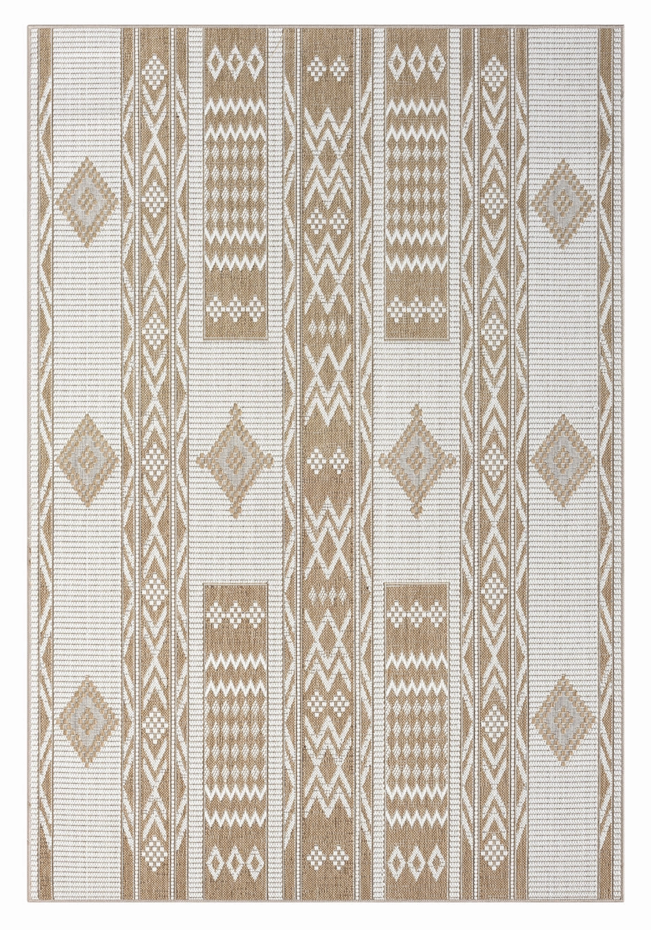 Sitaah Brown and Ivory Tribal Flatweave Indoor Outdoor Rugmodern color block patchwork rug