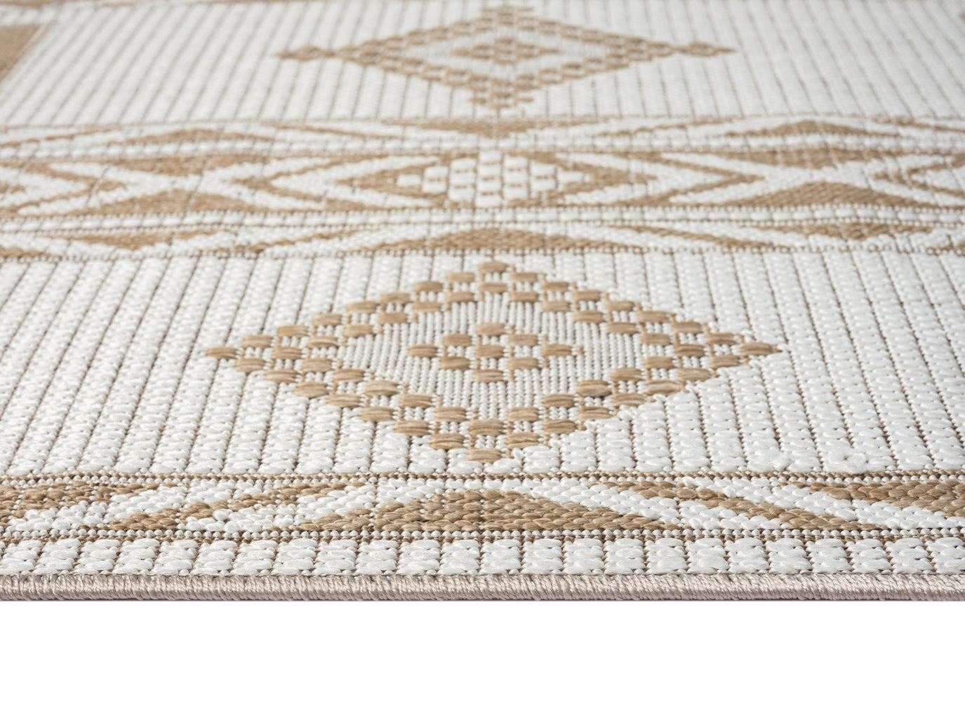 Sitaah Brown and Ivory Tribal Flatweave Indoor Outdoor Rug