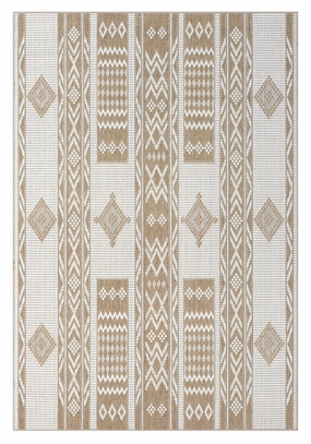 Sitaah Brown and Ivory Tribal Flatweave Indoor Outdoor Rugmodern color block patchwork rug