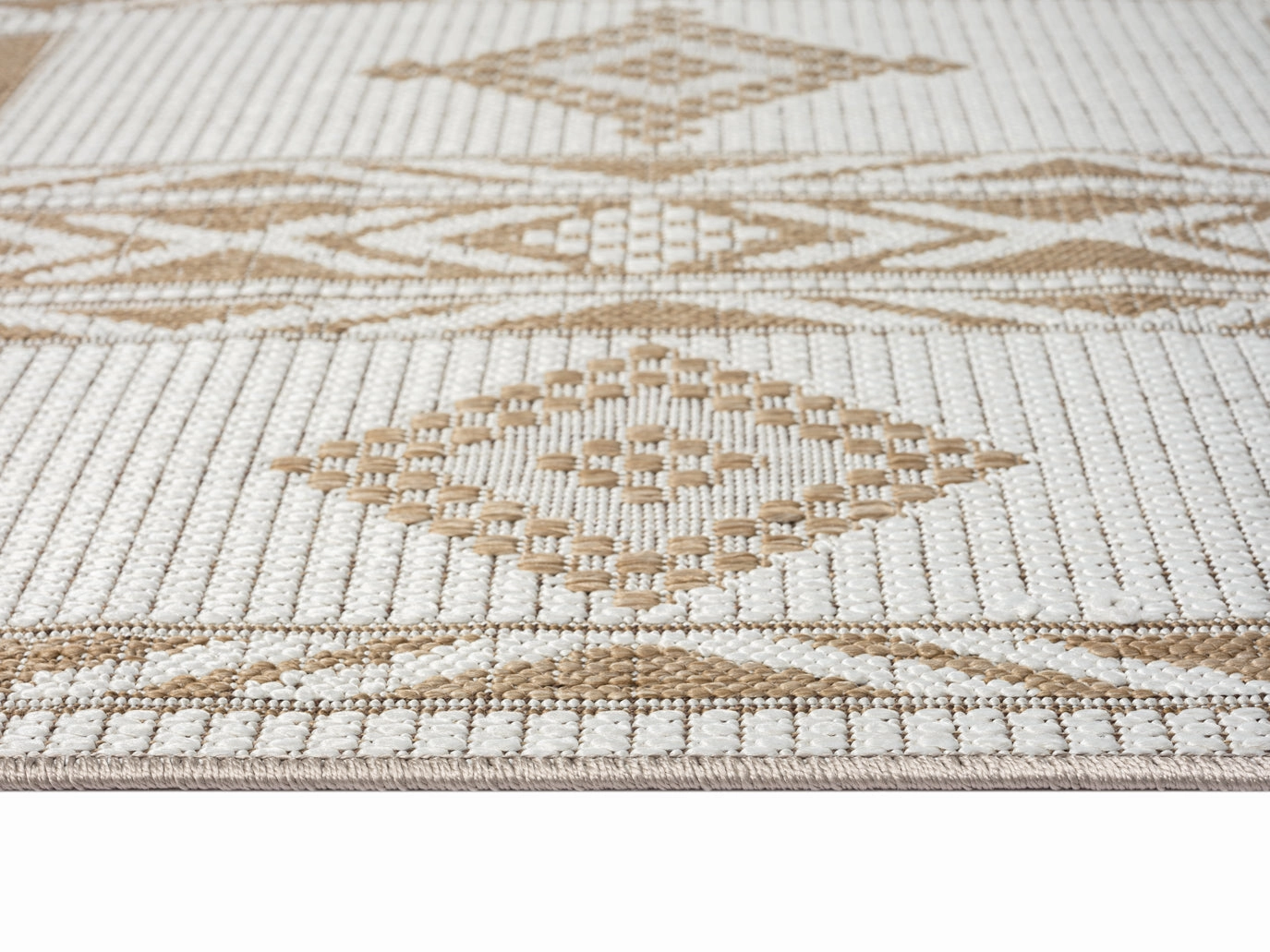 Sitaah Brown and Ivory Tribal Flatweave Indoor Outdoor Rug