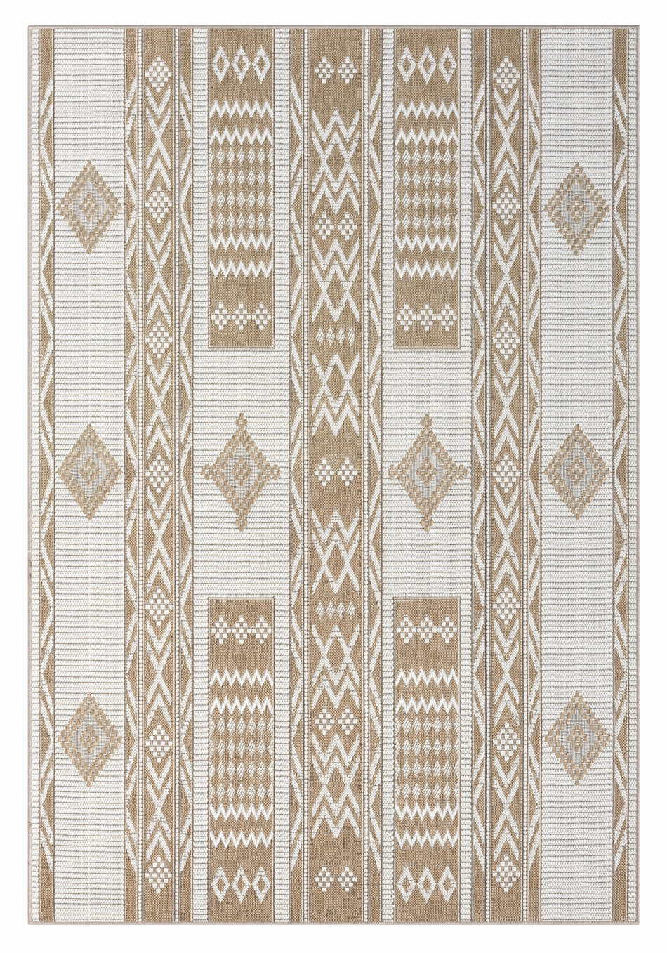 Sitaah Brown and Ivory Tribal Flatweave Indoor Outdoor Rugmodern color block patchwork rug