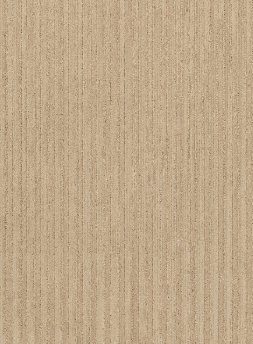 Sitti Beige Striped Washable Faux Fur Rug