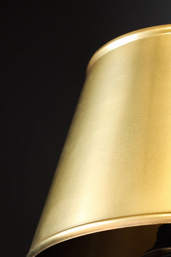 Slim Antique Brass Table Lamp With Metal Shade