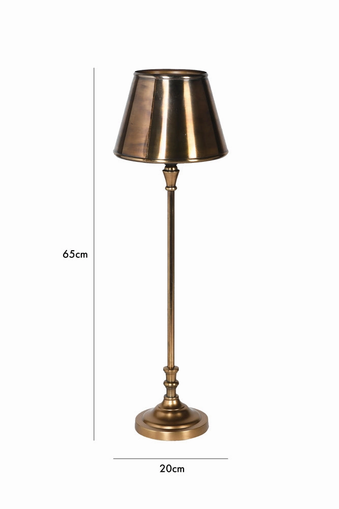 Slim Antique Brass Table Lamp With Metal Shade