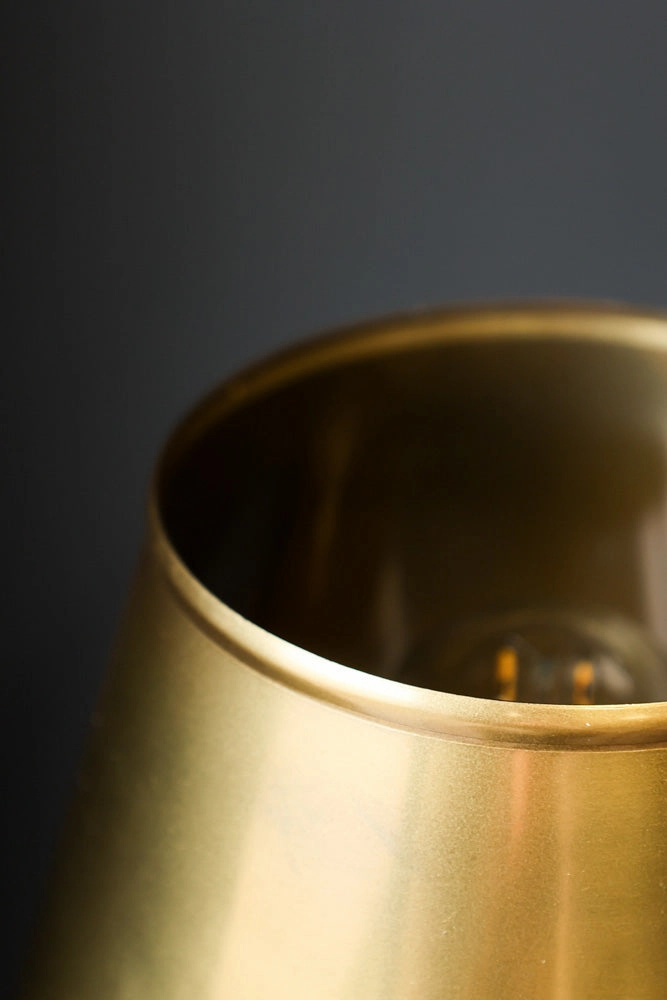 Slim Antique Brass Table Lamp With Metal Shade