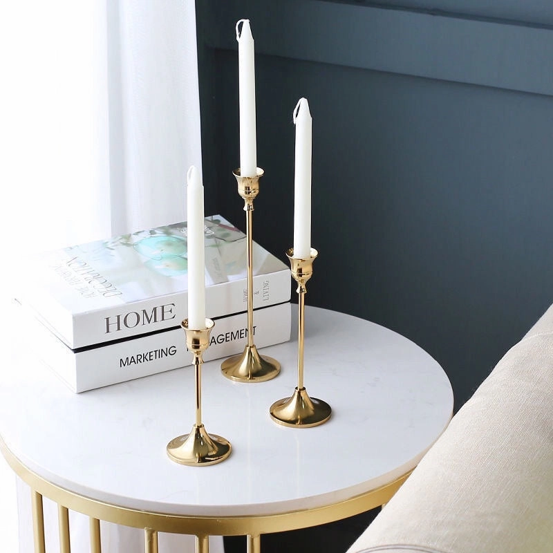 Slim Gold Candle Holder - Set of 3home decoration ,modern home decor 