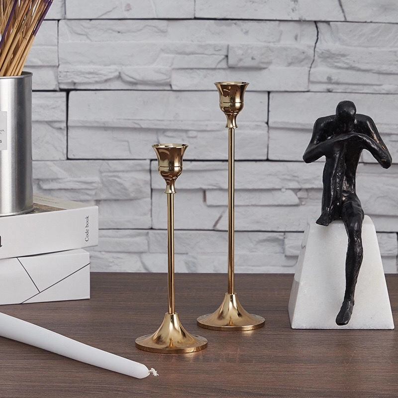 Slim Gold Candle Holder - Set of 3