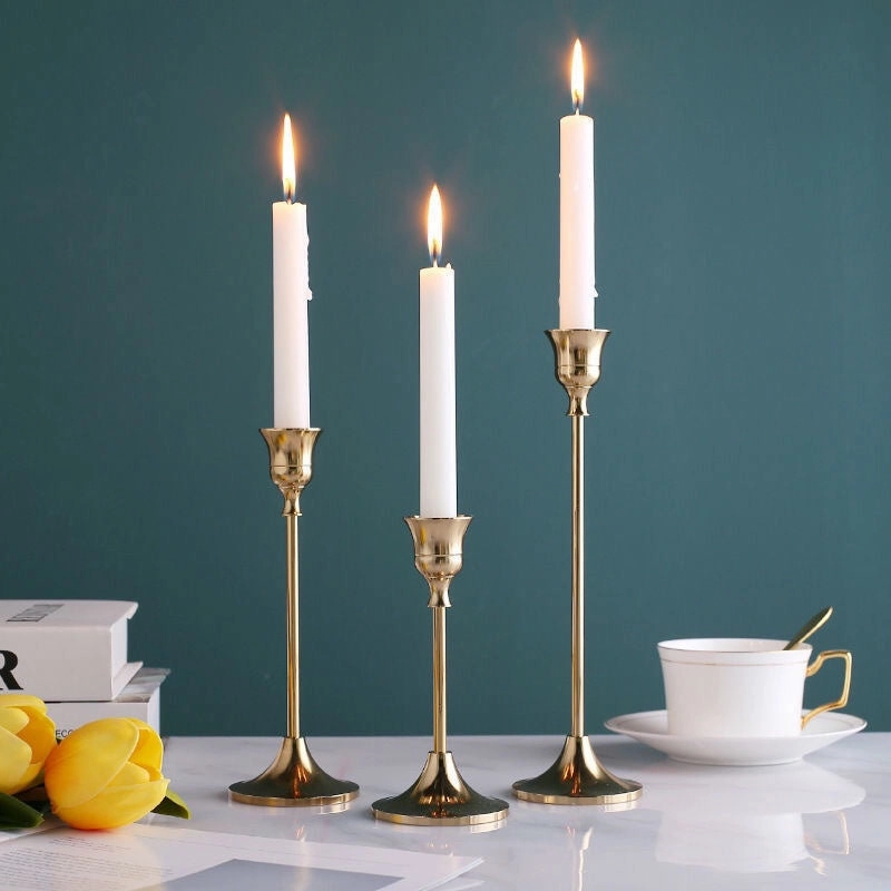 Slim Gold Candle Holder - Set of 3