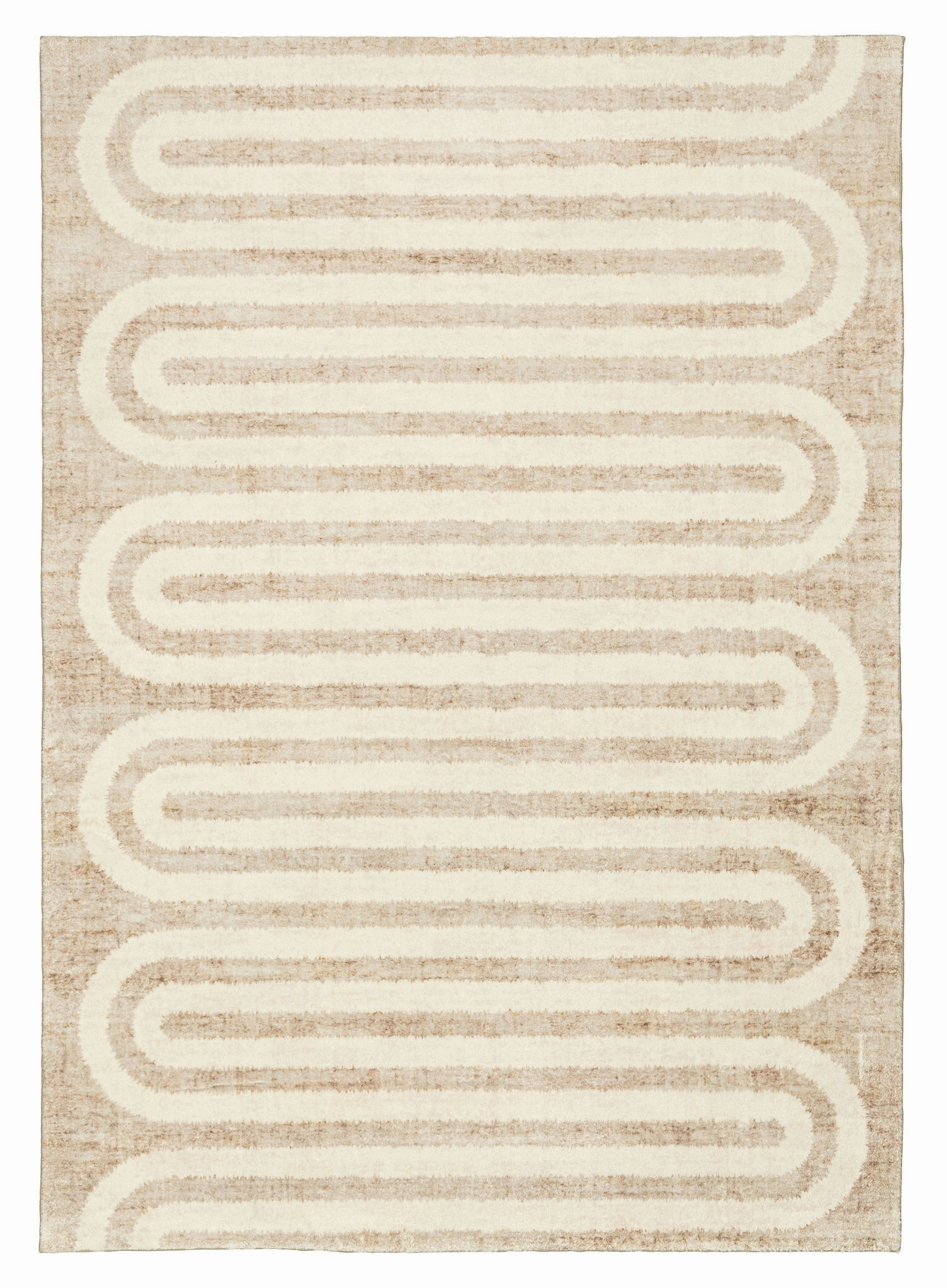Sloan Beige Curve Pattern Washable Rugmodern color block patchwork rug