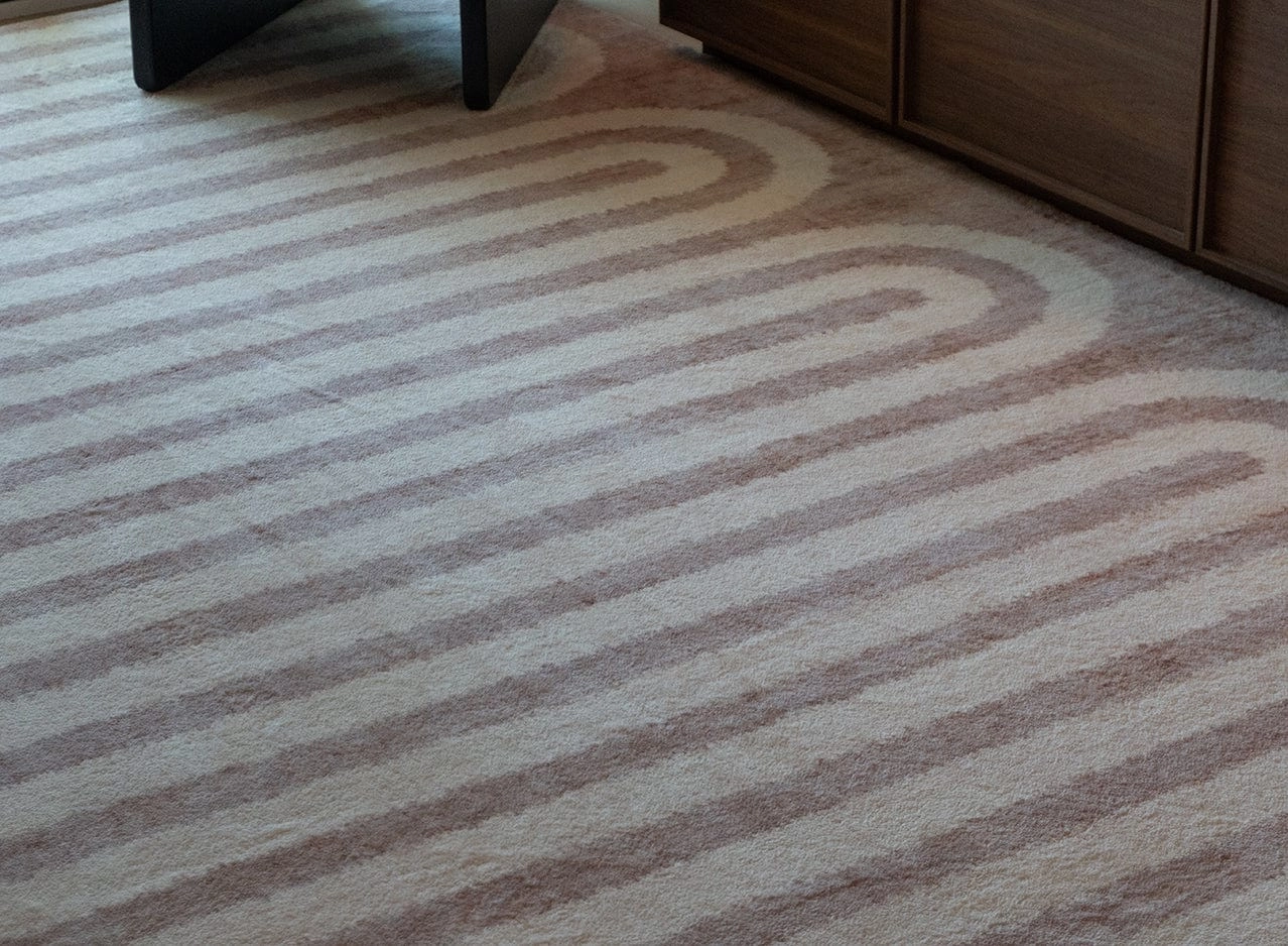 Sloan Beige Curve Pattern Washable Rug