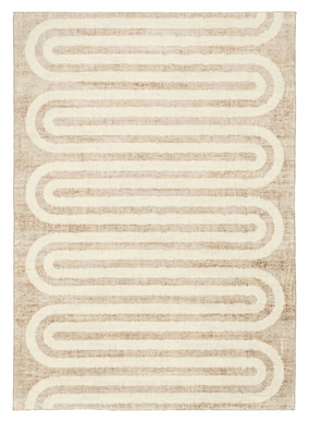 Sloan Beige Curve Pattern Washable Rugmodern color block patchwork rug