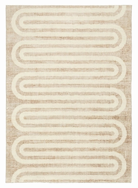 Sloan Beige Curve Pattern Washable Rugmodern color block patchwork rug