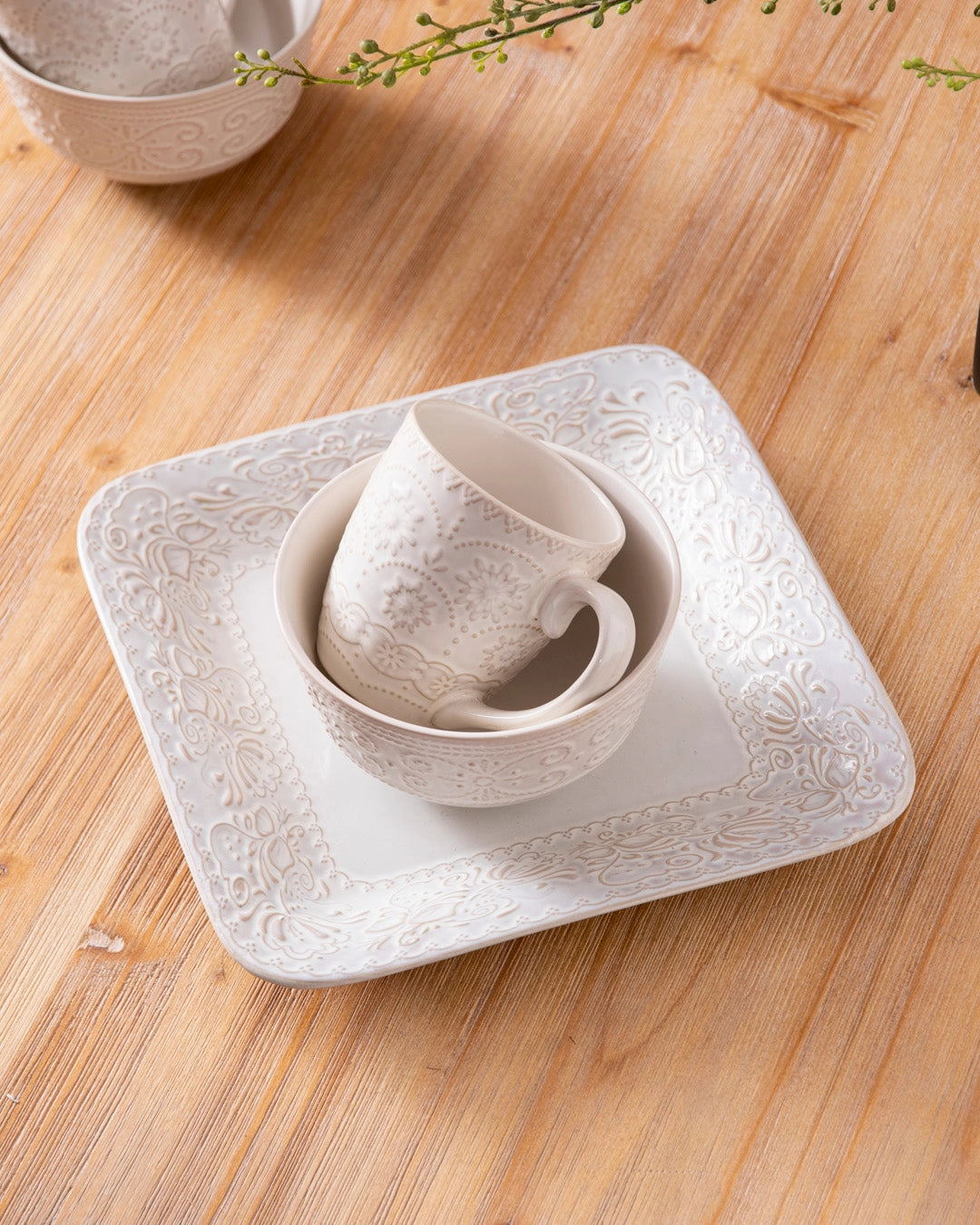 Snow Petal Ceramic Bowl