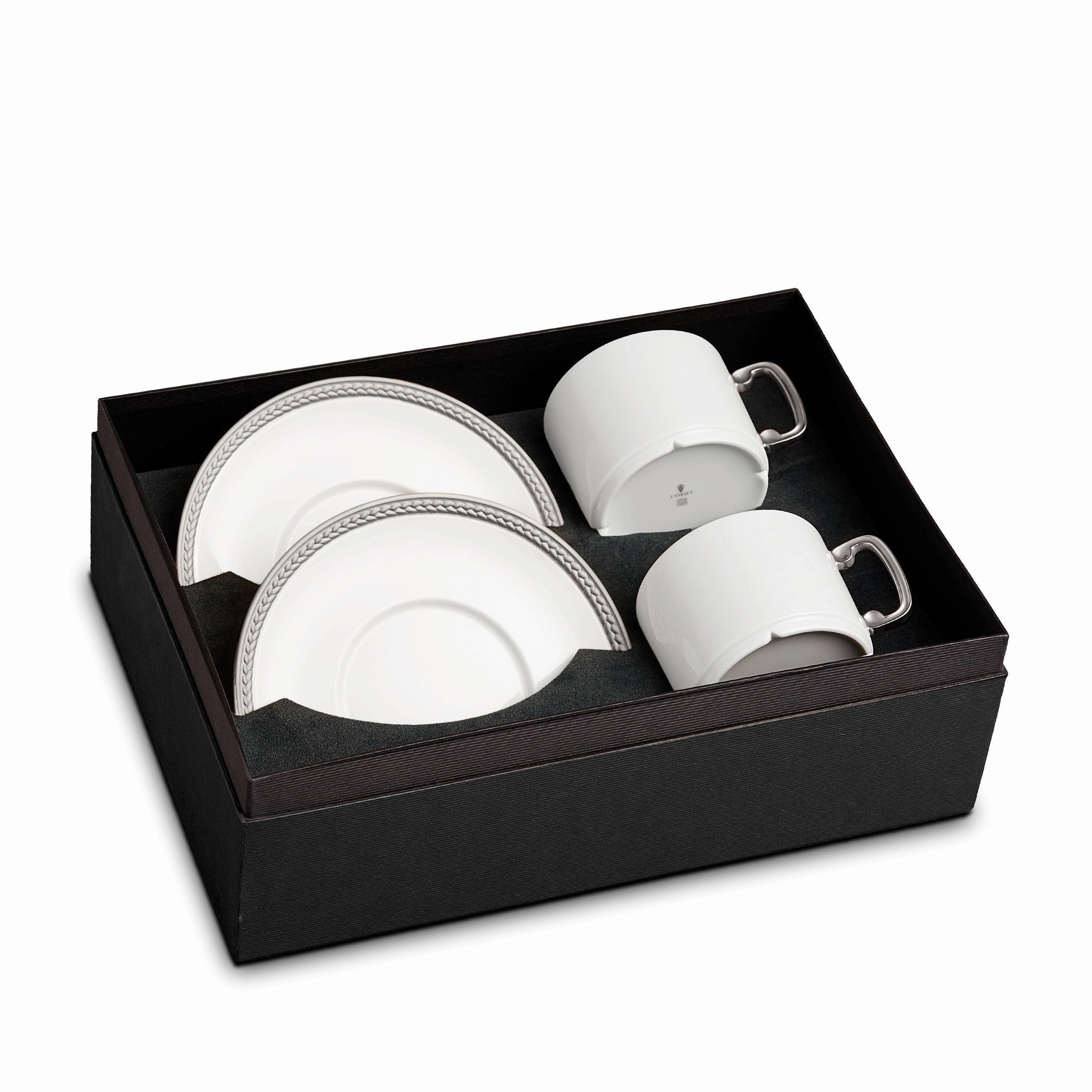Soie Tresse Tea Cup   Saucer (Set of 2)glass cups ,personalized mugs 