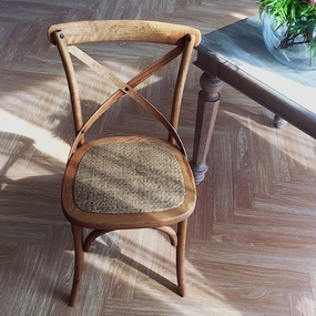 Solid Wood & Rattan Country Chair - Vintage Finishhome decor ,wall decor 