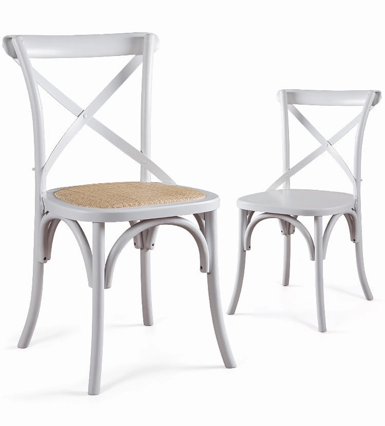 Solid Wood & Rattan Country Chair - Vintage Finish