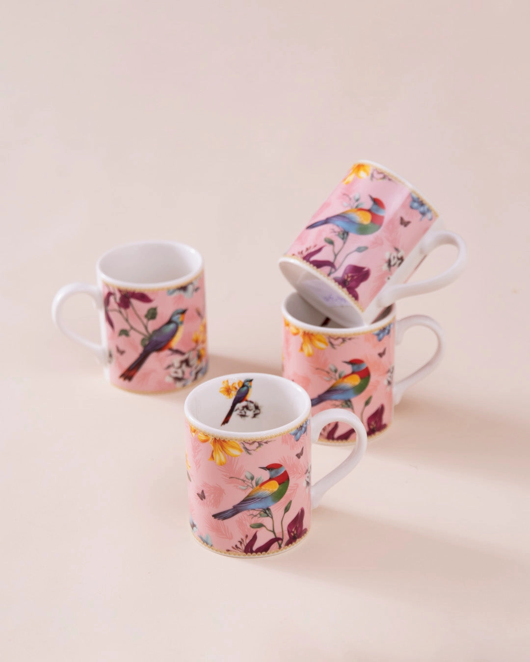 Songbird Serenade Ceramic Mug - Set Of 4