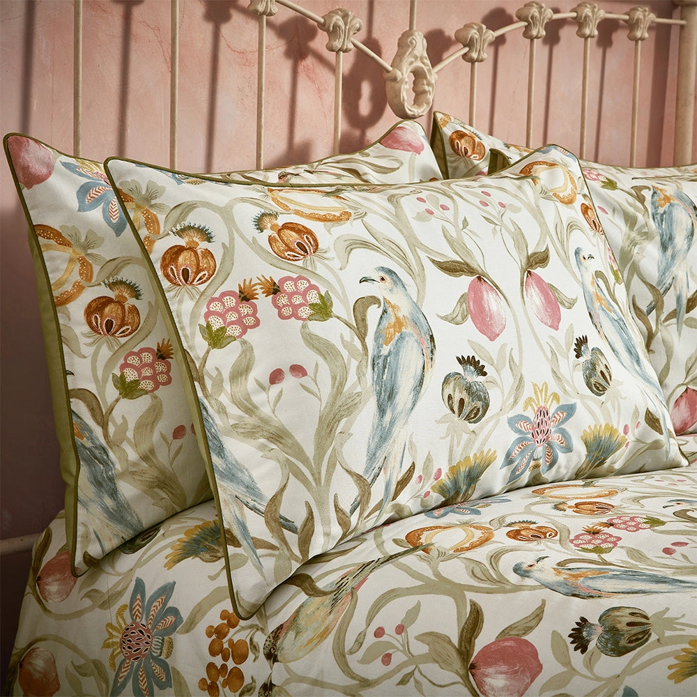 Songbird Traditional Floral Piped Pillowcase Pair Stonehome decor ,wall decor 