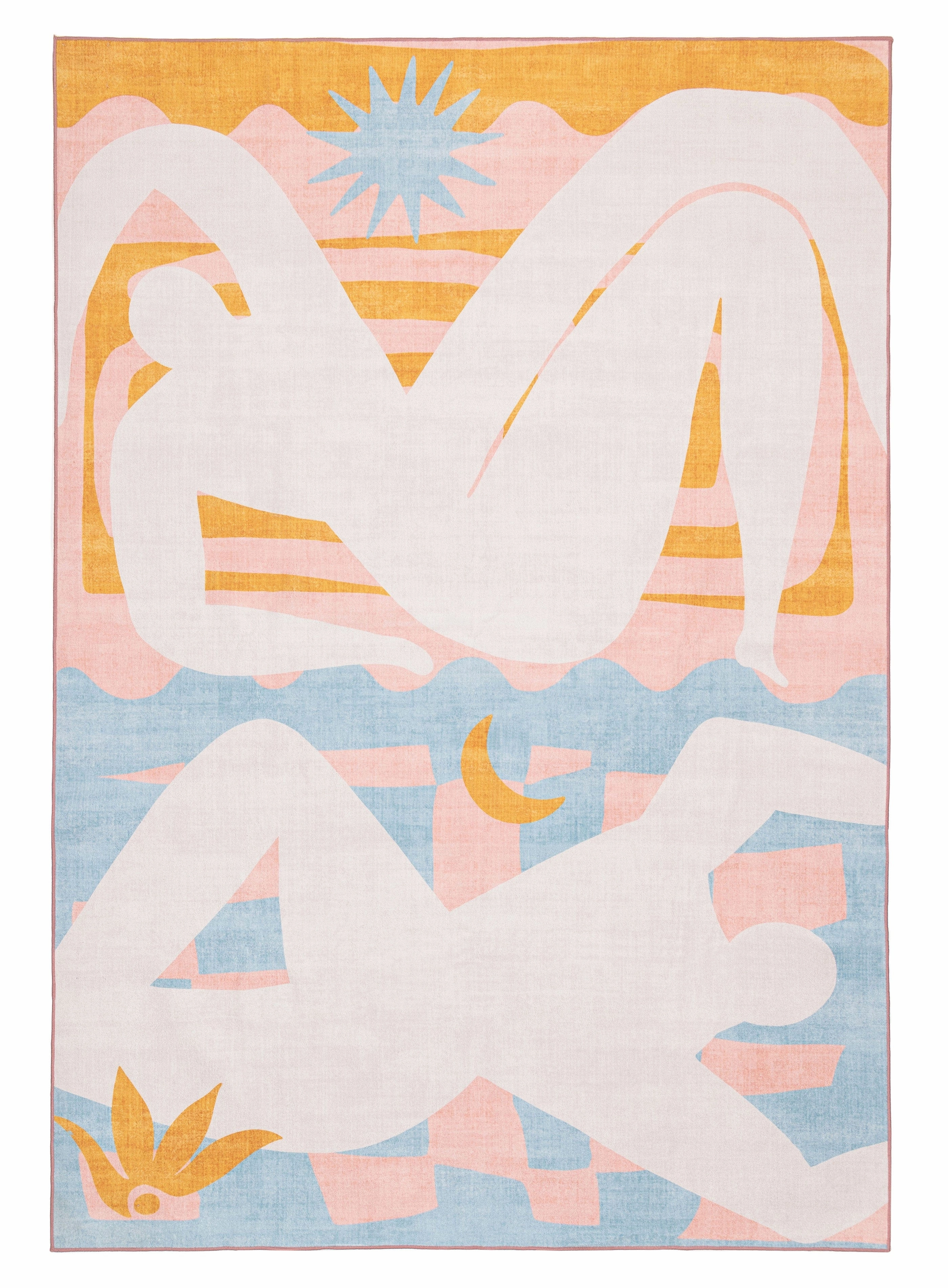 Sorata Pink and Blue Pastel Abstract Rugmodern color block patchwork rug