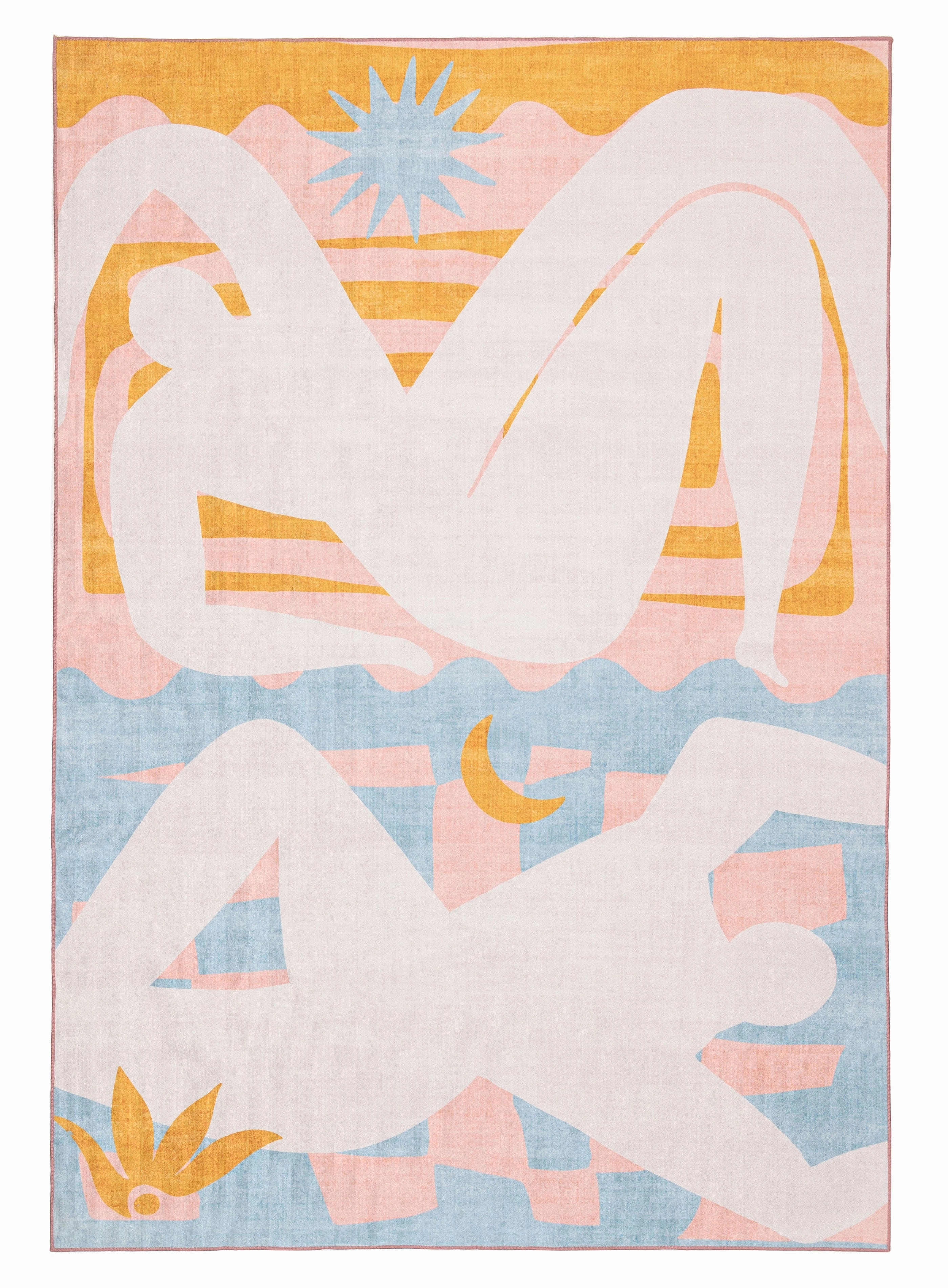 Sorata Pink and Blue Pastel Abstract Rugmodern color block patchwork rug