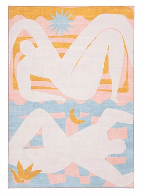 Sorata Pink and Blue Pastel Abstract Rugmodern color block patchwork rug