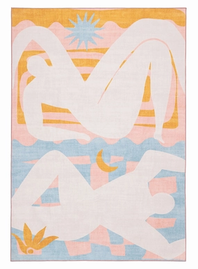 Sorata Pink and Blue Pastel Abstract Rugmodern color block patchwork rug