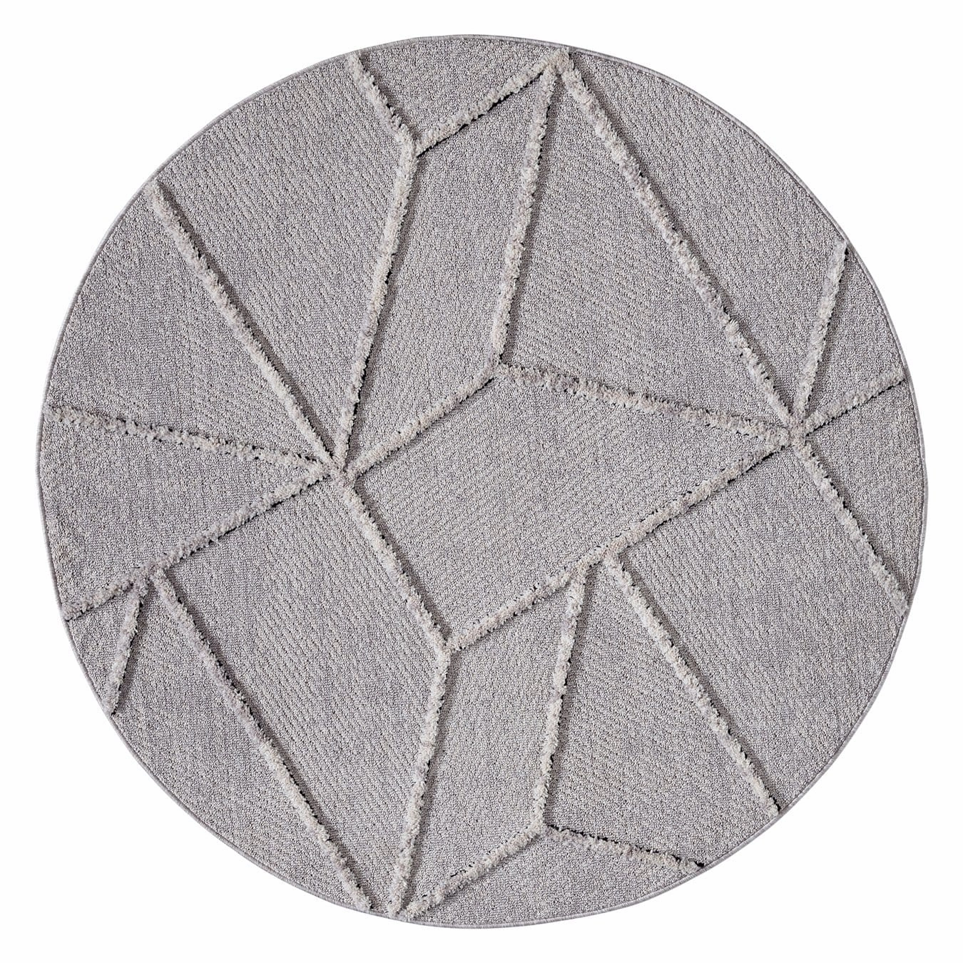 Soraya Grey Abstract Textured Round Rugmodern color block patchwork rug
