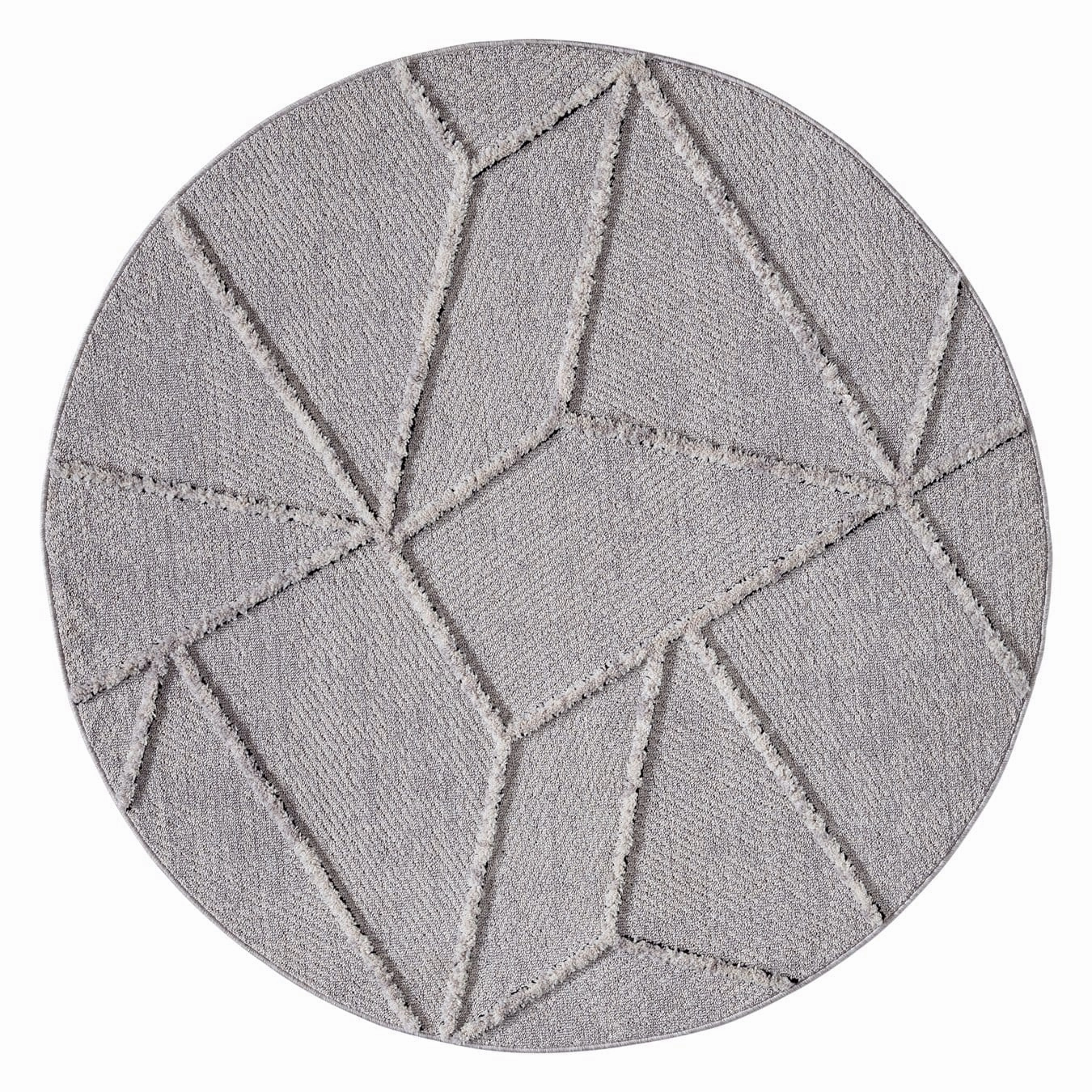 Soraya Grey Abstract Textured Round Rugmodern color block patchwork rug