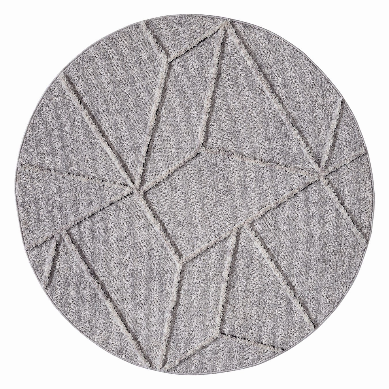Soraya Grey Abstract Textured Round Rugmodern color block patchwork rug