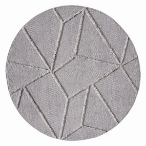 Soraya Grey Abstract Textured Round Rugmodern color block patchwork rug