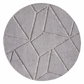Soraya Grey Abstract Textured Round Rugmodern color block patchwork rug