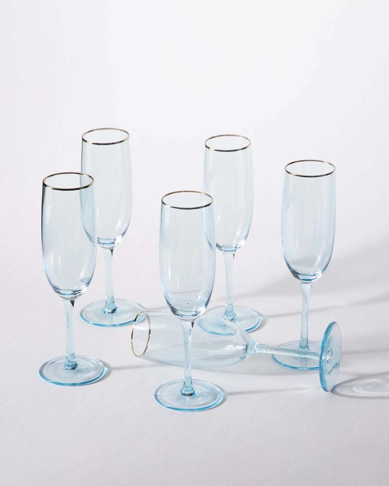 Sparkling Champagne Flute - Sky Blue - Set Of 6