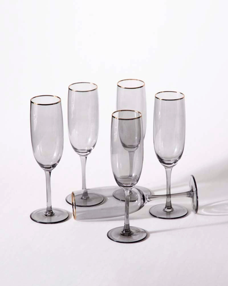 Sparkling Champagne Flute - Smoke - Set Of 6