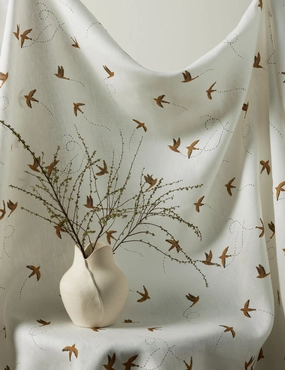 Sparrow Linen Fabric by Rylee   Cruhome decor ,wall decor 