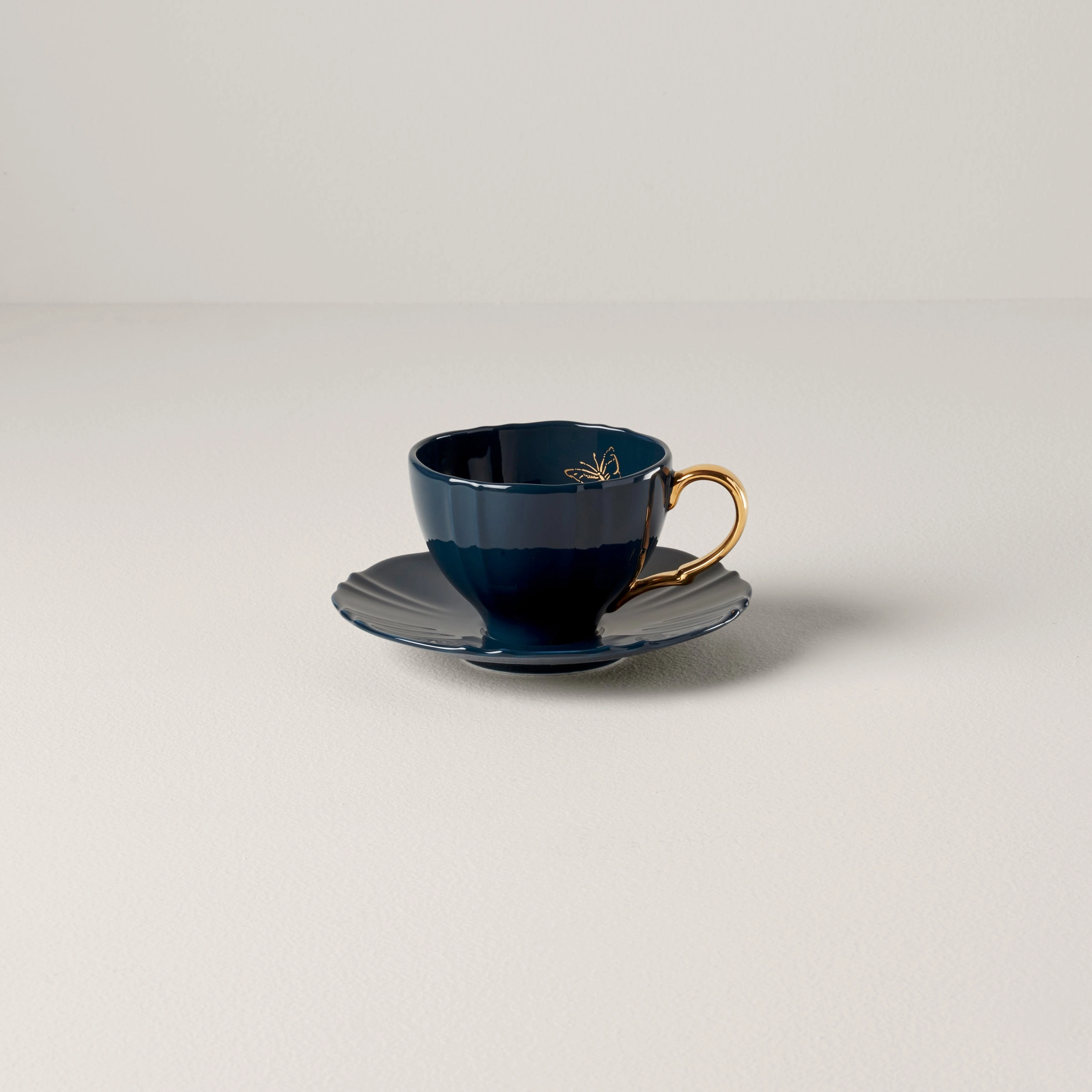 Sprig & Vine Teacup & Saucer - Navyglass cups ,personalized mugs 