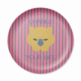 SQUID GAME Bamboo Plate Pinkhand-painted ceramic bowl