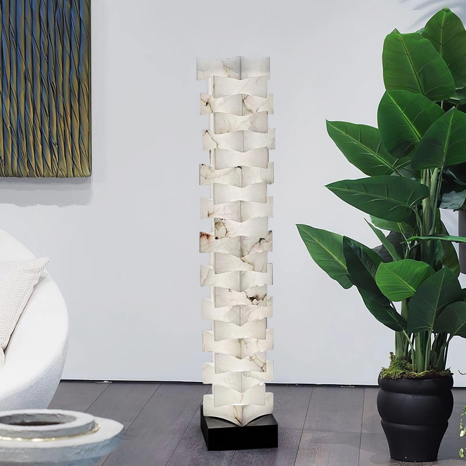 Stacked Alabaster Squares Floor Lamp