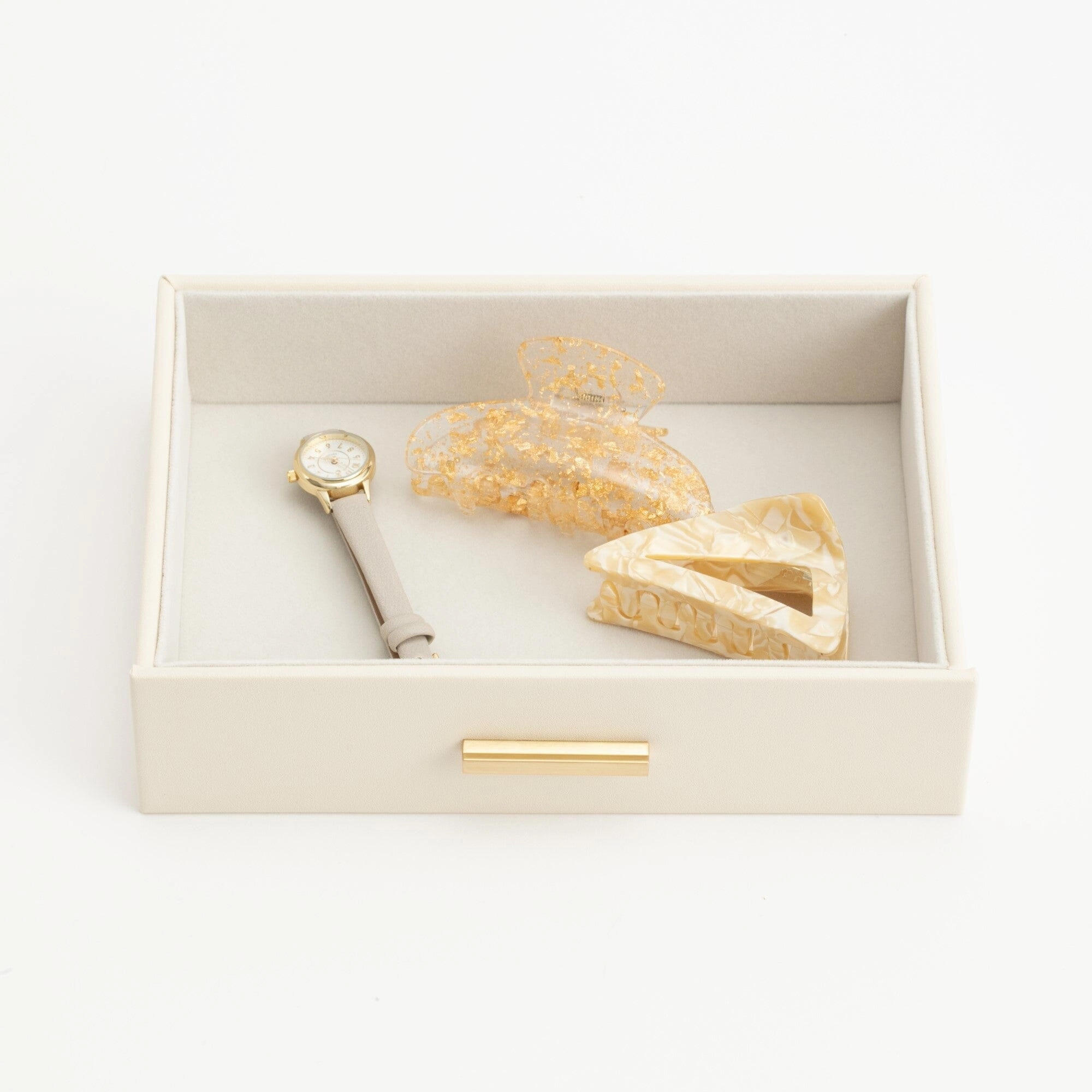 Stacking Jewelry box Open L Beige