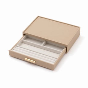 Stacking Jewelry Box Ring Accessory Case Beigedecorative storage box ,stackable storage box 