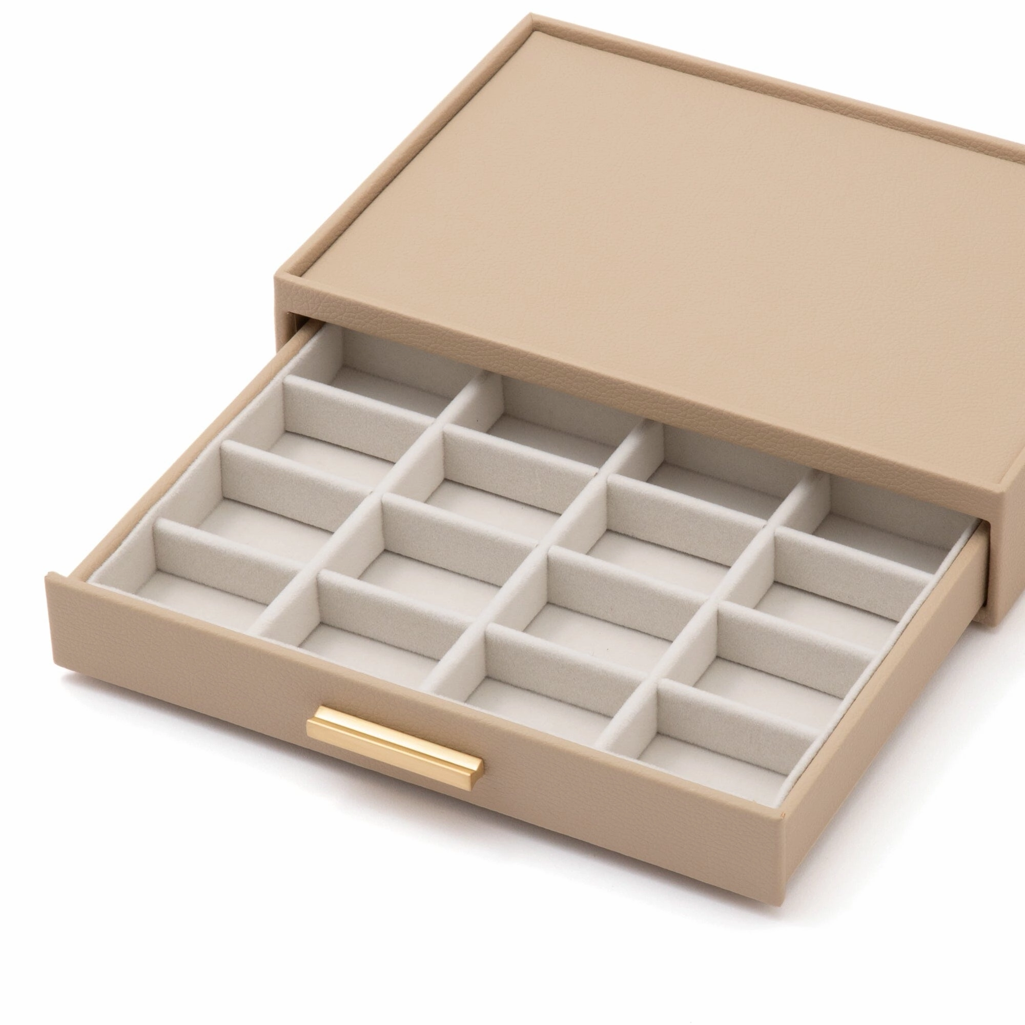 Stacking Jewelry Box Ring Earrings Beige