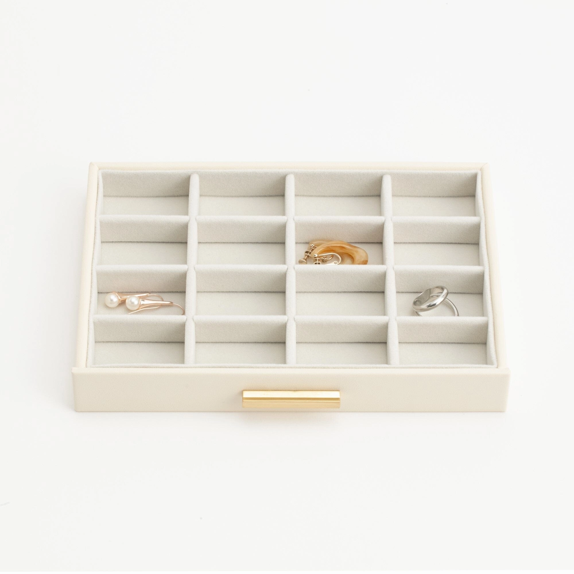 Stacking Jewelry Box Ring Earrings Beige