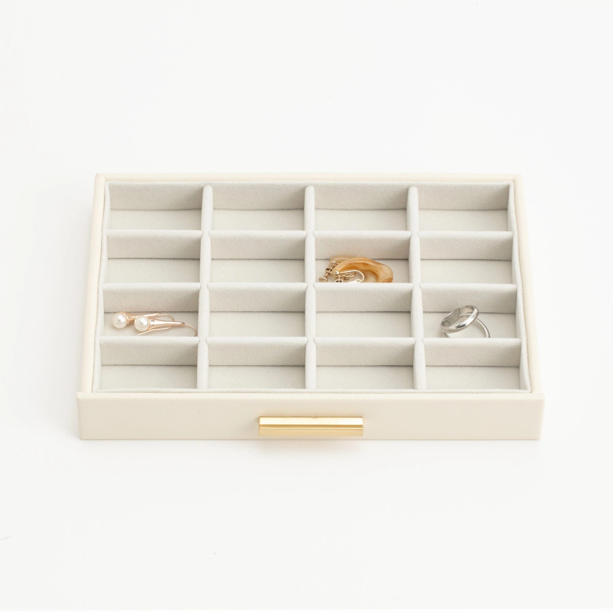 Stacking Jewelry Box Ring Earrings White