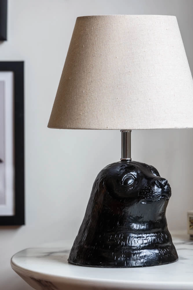 Stanley The Black Seal Table Lamp With Linen Shade