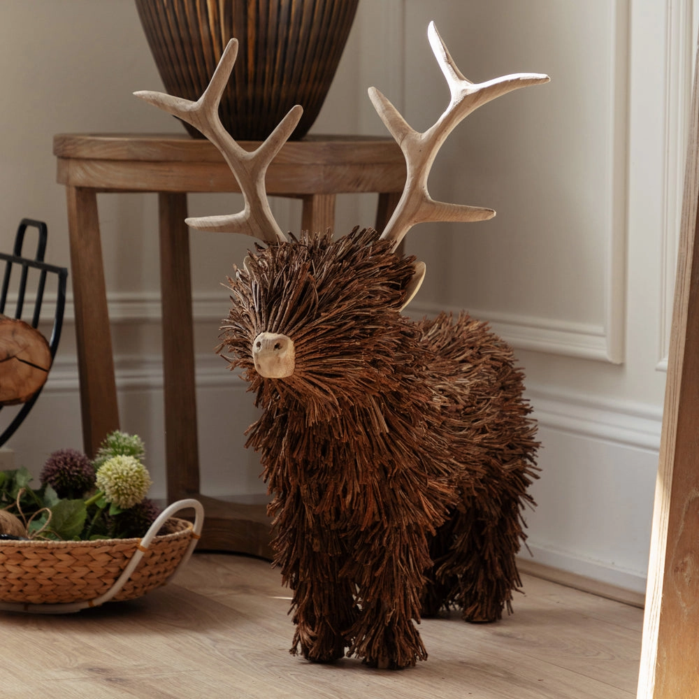 Stirling Standing Stag Wooden Sculpture Brown