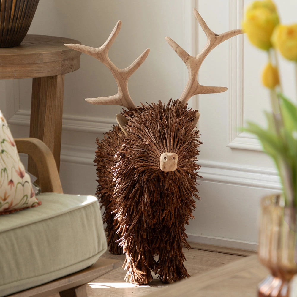 Stirling Standing Stag Wooden Sculpture Brownmodern home decor ,home decor for bedroom 